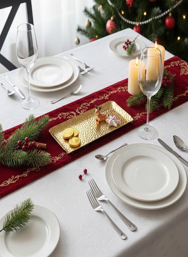 Celmuron Hammered Rectangular Platter Serving Tray, Gold Stainless Steel Decorative Storage Tray, 9.8 x 4.3 Inch - Image 2