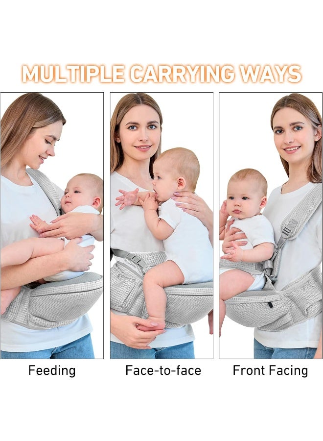 IULONEE Hip Seat Baby Carrier Baby Sling Detachable Infant Backpack Lightweight Toddler Carrier Comfortable Baby Wrap Ergonomic Baby Hipseat Sling with Multiple Pockets for Newborns (Grey) - Image 5