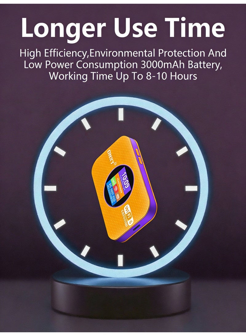 كلوزيلي راوتر واي فاي محمول 4G، Pocket WiFi، راوتر CPE، راوتر 5G بشريحة SIM، WiFi 6، مودم LTE، توصيل وتشغيل فوري، شاشة عرض التاريخ والبطارية، بطارية 3000mAh، اتصال WPS بلمسة واحدة، تشفير WPA/WPA2، إشارة قوية وتغطية واسعة، يدعم حتى 12 جهاز، مناسب للمنزل والسفر (أصفر) - Image 4