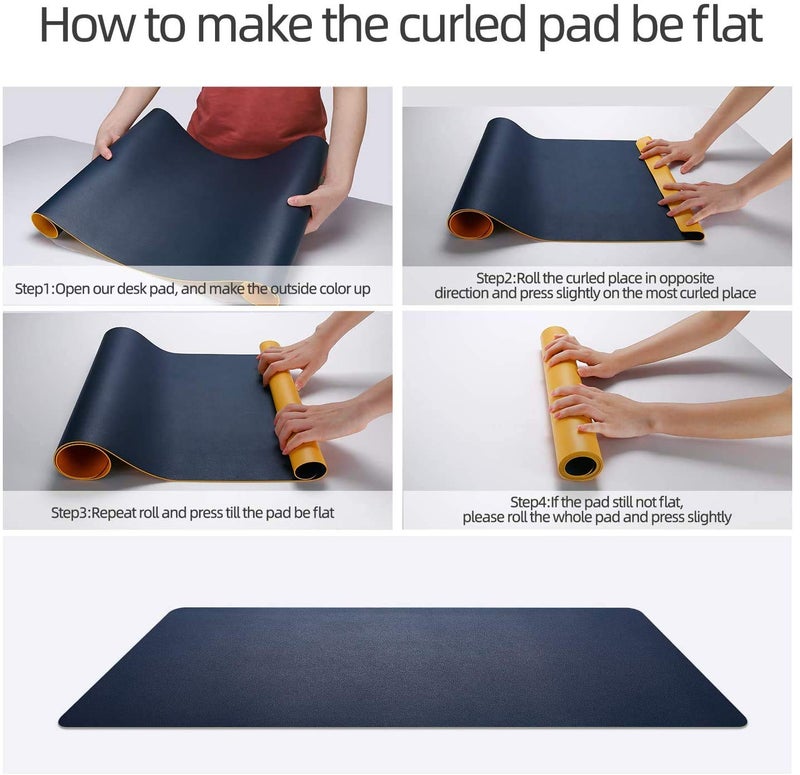 Leeonz® Dual-Sided Leather Desk Pad, Mouse Pad,Office Desk Mat,Non-Slip PU Leather Desk Blotter,Laptop Desk Pad,Waterproof Desk Writing Pad for Office and Home (Brown + Grey, 60 x 30 CM) - Image 5