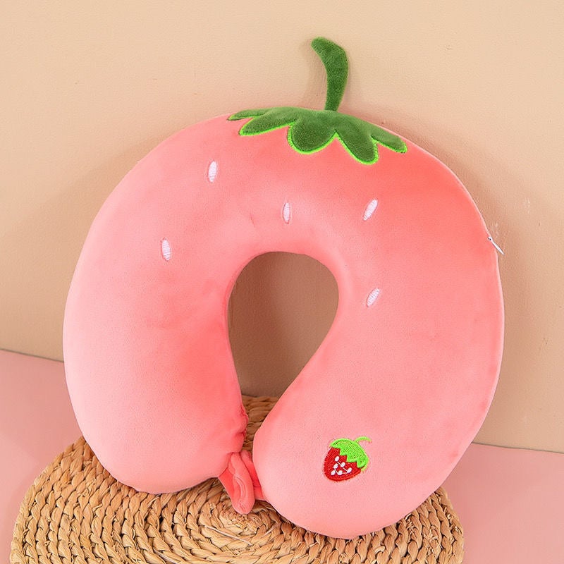 Cartoon Animal U-shaped Pillow Acura U-shaped Pillow Slow Rebound Memory Foam Neck Pillow Car Travel Nap Pillow Strawberry 