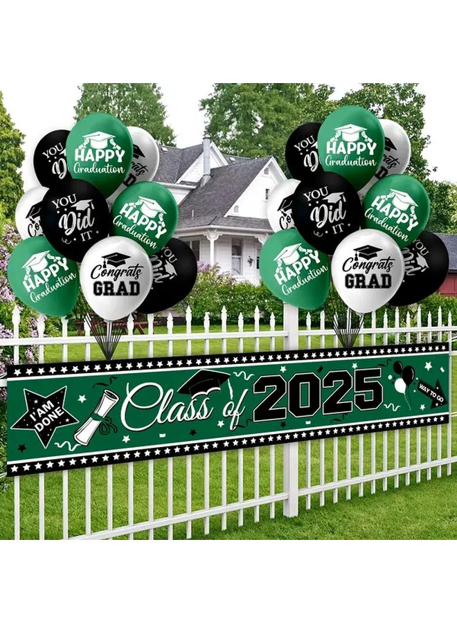 Green Graduation Banner Set for Class of 2025 Balloon Ties Multipurpose Decorations - Image 5