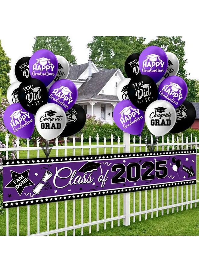 Green Graduation Banner Set for Class of 2025 Balloon Ties Multipurpose Decorations - Image 4