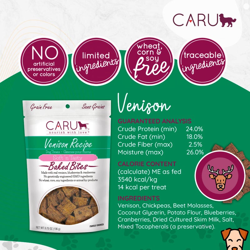 CARU - Soft 'n Tasty Baked Bites - Venison Bites Dog Treats - Flavorful Training Treats - 3.75 oz - Image 3