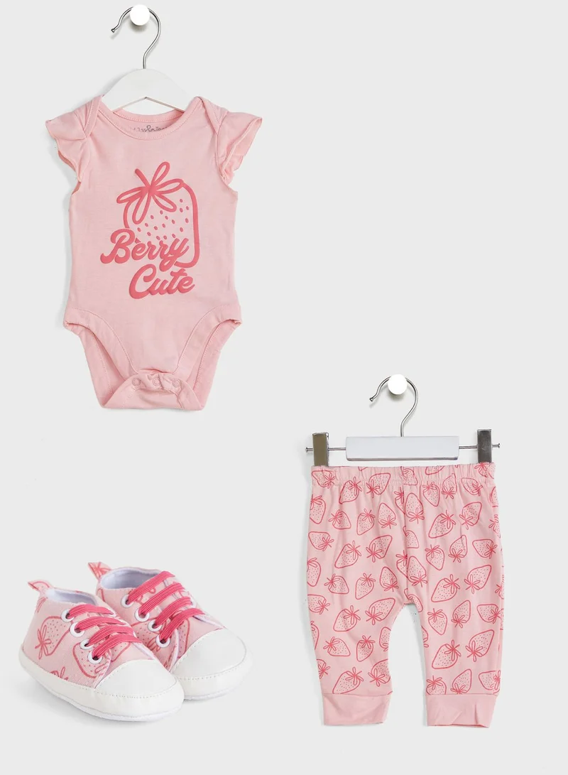 lily and jack Infant Essential Bodysuit & Trousers With Sneakers