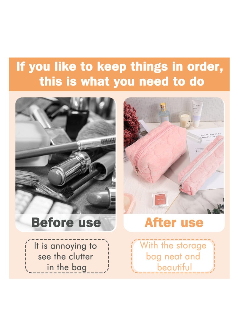 SYOSI, Makeup Bag for Travel, Fuzzy Cosmetic Pouch, Pencil Case for Women, Plush Makeup Brushes Storage Zipper Toiletry Bag for Organizing