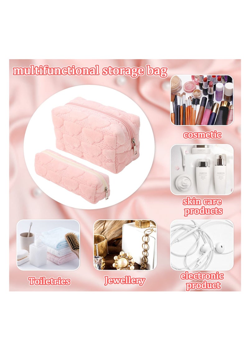 SYOSI, Makeup Bag for Travel, Fuzzy Cosmetic Pouch, Pencil Case for Women, Plush Makeup Brushes Storage Zipper Toiletry Bag for Organizing
