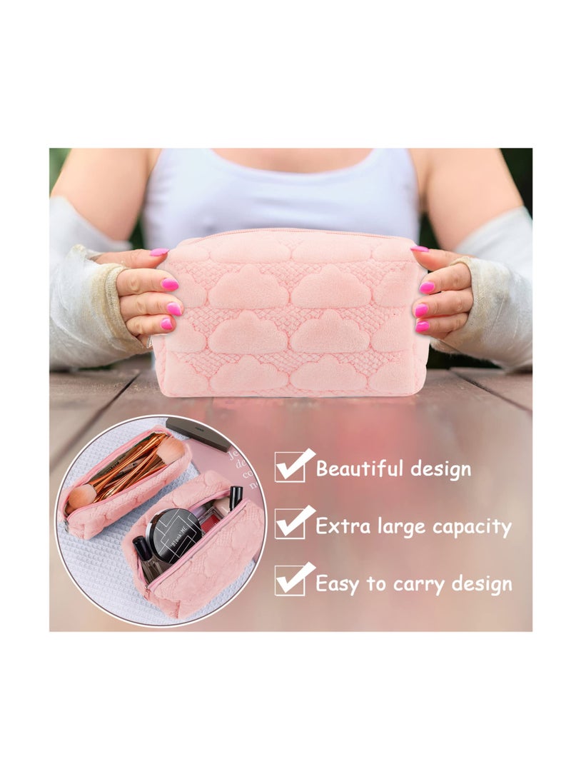 SYOSI, Makeup Bag for Travel, Fuzzy Cosmetic Pouch, Pencil Case for Women, Plush Makeup Brushes Storage Zipper Toiletry Bag for Organizing