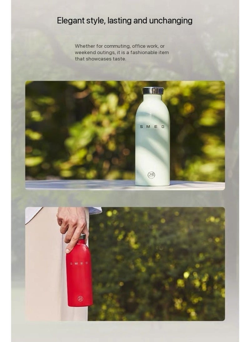 SMEG Italian Retro High-Appearance Vacuum Insulated Bottle 500ML White, 24-Hour Long-lasting Cold & Heat Retention - Image 5