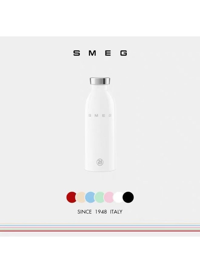 SMEG Italian Retro High-Appearance Vacuum Insulated Bottle 500ML White, 24-Hour Long-lasting Cold & Heat Retention - Image 1
