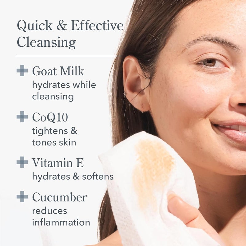 Beekman 1802 Glacial Mint & Eucalyptus Face Wipes - 30-Count - Scented - Cleanses, Nourishes & Hydrates - With Goat Milk, Aloe Vera - Good for Sensitive Skin - Cruelty Free - Image 2