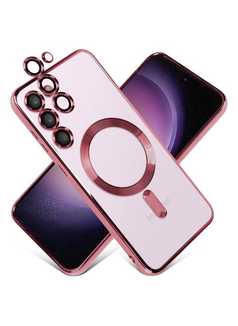 Magnetic Clear Case for Samsung Galaxy S23 with Camera Lens Protector Magsafe Compatible Electroplated Soft TPU Shockproof Anti-Scratch Phone Case