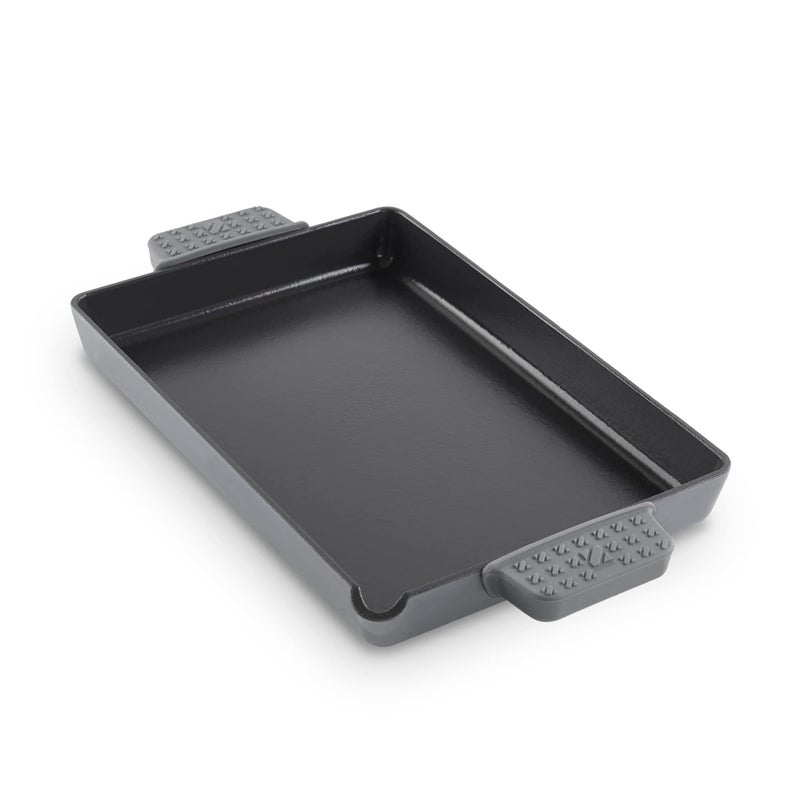 DASH Zakarian by Dash 9"x13" Nonstick Cast Iron Pan with Pour Spout and Removable Silicone Grips for Searing, Baking, Broiling, Grilling and more - Grey - Image 1