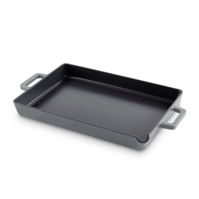 DASH Zakarian by Dash 9"x13" Nonstick Cast Iron Pan with Pour Spout and Removable Silicone Grips for Searing, Baking, Broiling, Grilling and more - Grey - Image 2