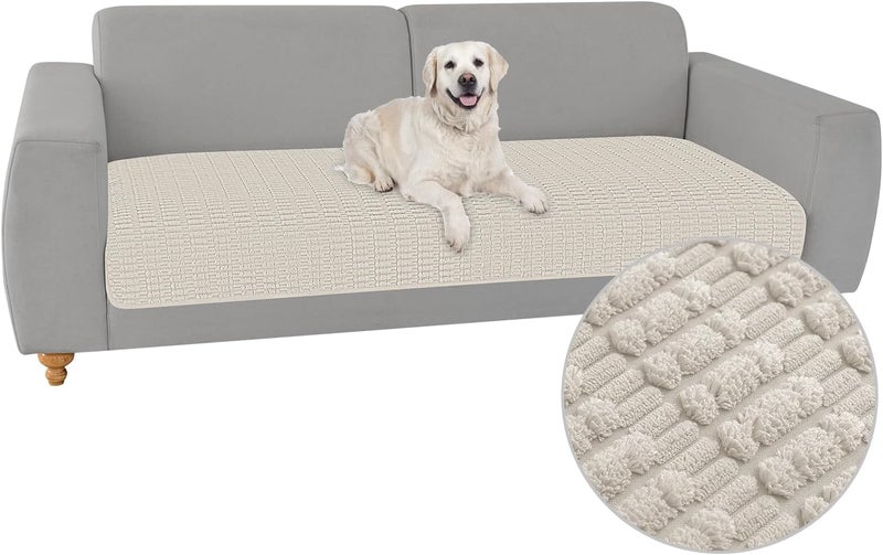 Foxdecor Couch Cover Sofa Covers Washable, Dog Bed Cover Couch Covers for 3 Cushion Couch Sofa Pet Friendly, Dog Couch Cover Furniture Covers for Pets.(Cream 32x94 inch) - Image 1
