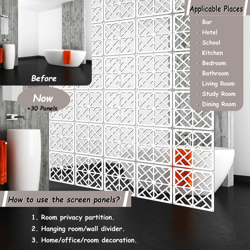 Lchen Hanging Room Divider,10 Pieces Wood-Plastic Hanging Panels 0.2â€œThick Screen Panel for Living Room Bedroom Home Decoration(SG,11.4"X11.4") - Image 4