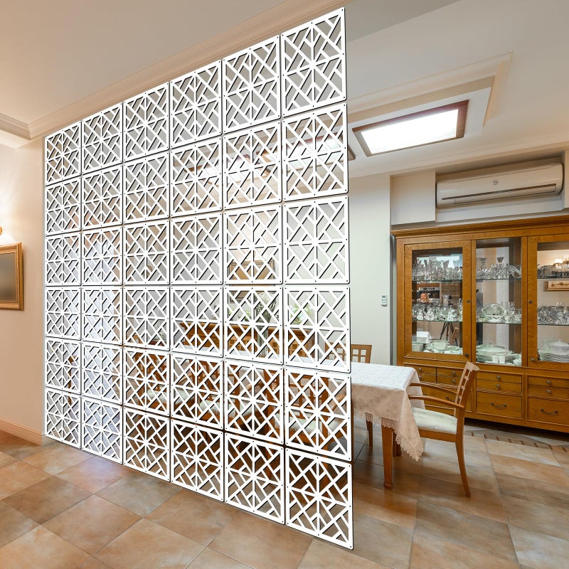 Lchen Hanging Room Divider,10 Pieces Wood-Plastic Hanging Panels 0.2â€œThick Screen Panel for Living Room Bedroom Home Decoration(SG,11.4"X11.4") - Image 5
