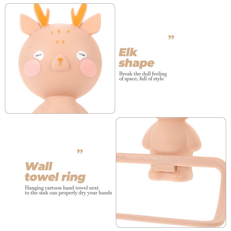 Cartoon Elk Wall Mounted Towel Ring Holder No Drilling Installation For Bathroom - Image 4