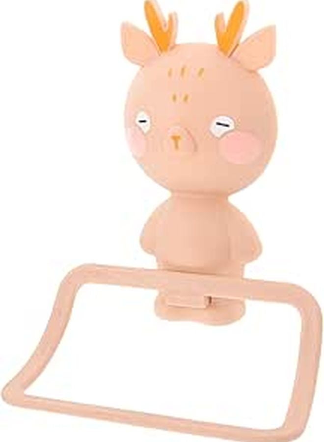 Cartoon Elk Wall Mounted Towel Ring Holder No Drilling Installation For Bathroom - Image 1