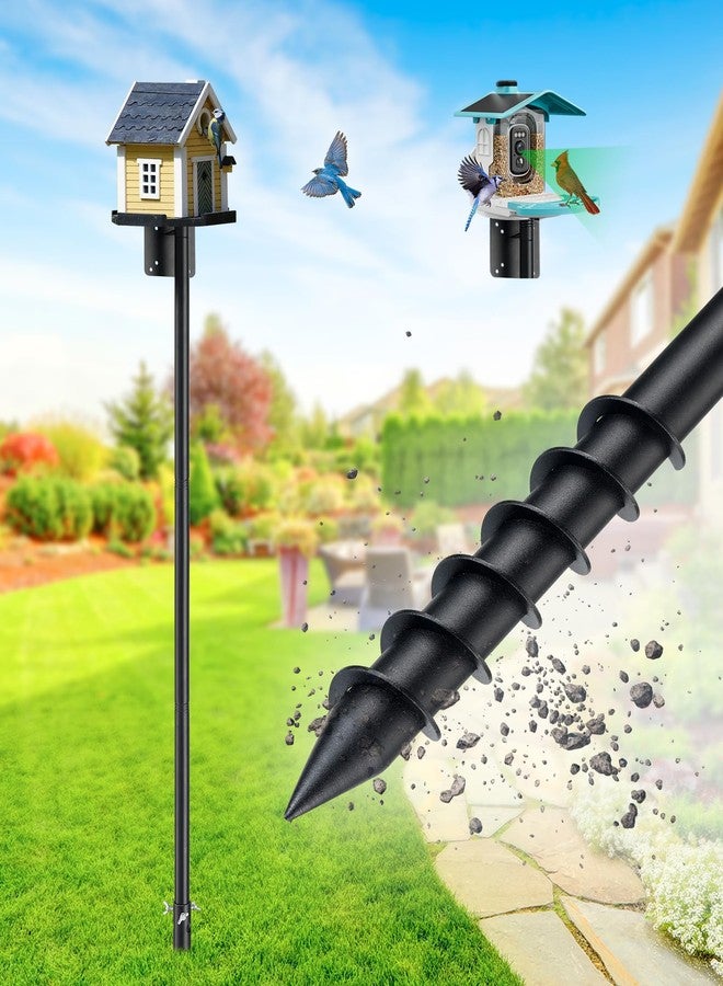 Keplrend Bird House Pole, 73” Tall Bird Feeder Pole for Outside Heavy Duty, Adjustable Birds Feeder Stand, Birdhouse Poles for Bluebird, Hummingbird - Image 1