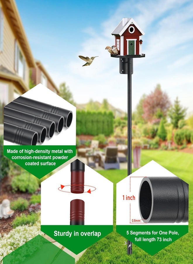 Keplrend Bird House Pole, 73” Tall Bird Feeder Pole for Outside Heavy Duty, Adjustable Birds Feeder Stand, Birdhouse Poles for Bluebird, Hummingbird - Image 3
