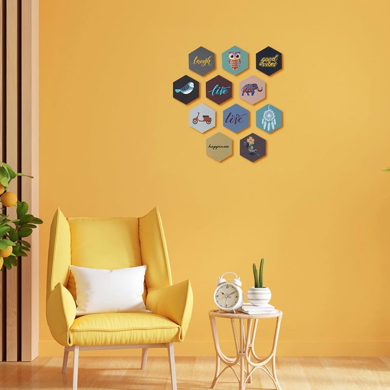 Brand - Solimo Solimo Motivational Wooden Wall Dcor Multicolour Large Set of 11 - Image 5