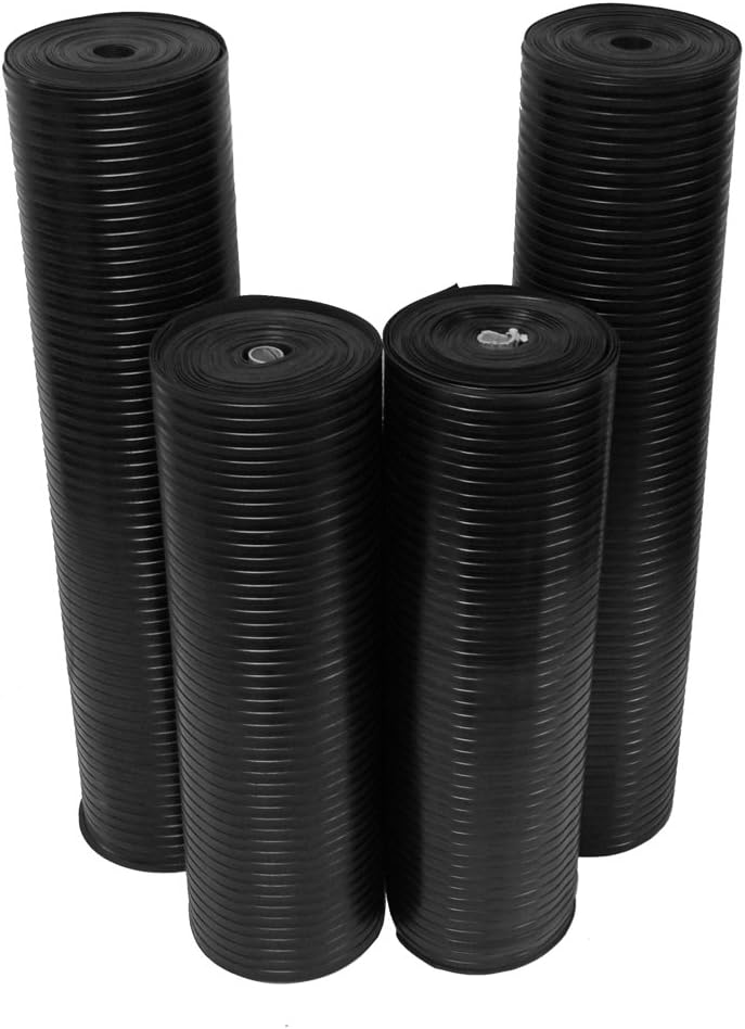 Rubber-Cal حصيرة أرضية مطاطية مموجة ذات أضلاع عريضة - بسماكة 1/8" x 3 قدم x 1.5 قدم - Image 1