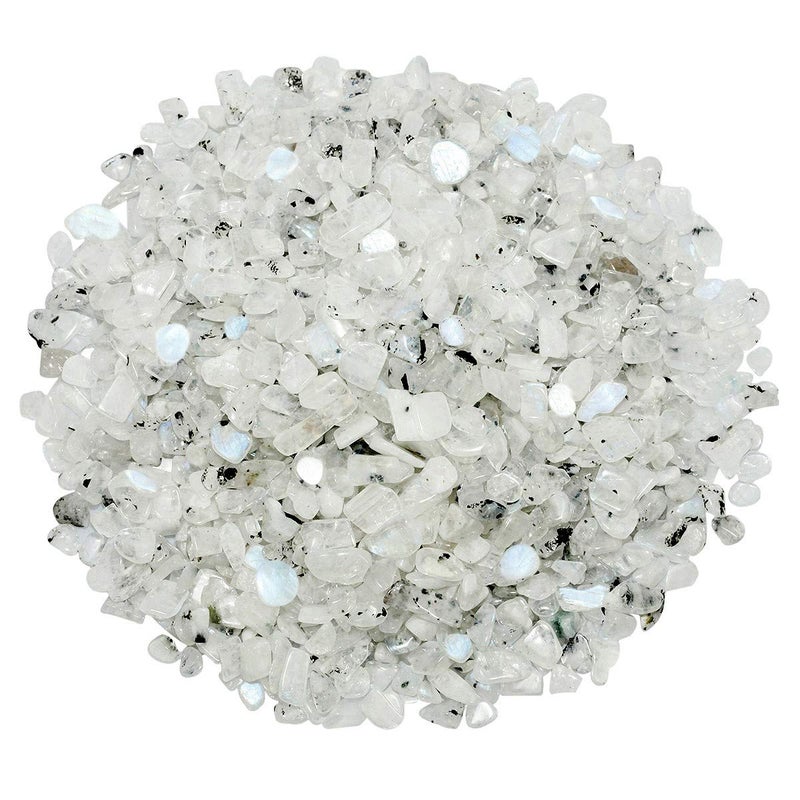 Rockcloud 1 Lb Moon Stone Tumbled Chips Crushed Stone Healing Reiki Crystal Jewelry Making Home Decoration - Image 1