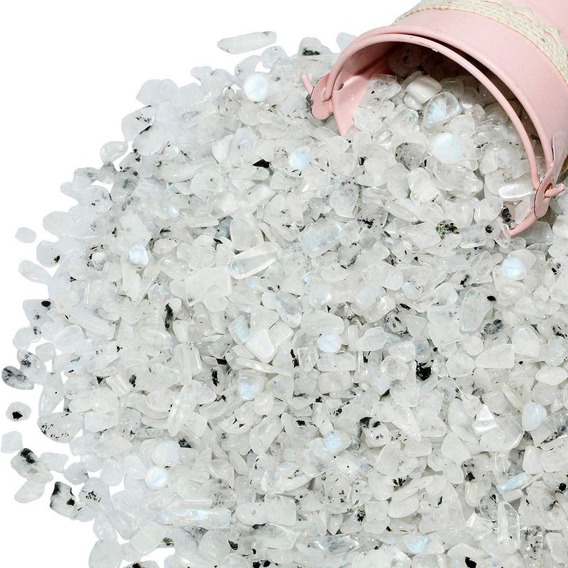 Rockcloud 1 Lb Moon Stone Tumbled Chips Crushed Stone Healing Reiki Crystal Jewelry Making Home Decoration - Image 2
