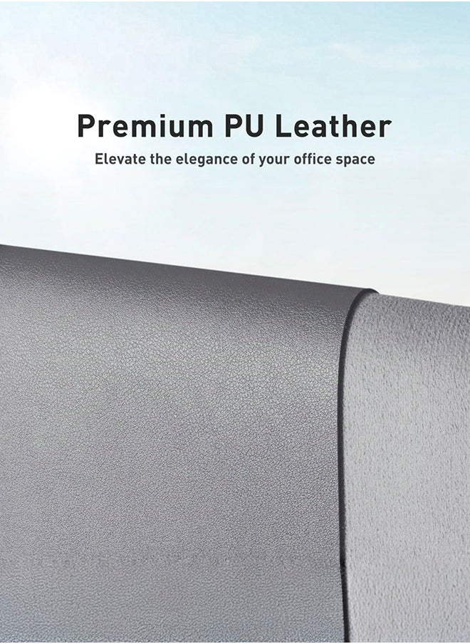 Leather Mouse Pad Faux Leather Desk Mat for Office, Waterproof and Stain-Proof Keyboard Pad, Simple Solid Color Computer Pad, Suitable for Office, Study Table or Dining Table, Easy to Clean, Multiple Colors,Grey,800mm*300mm
