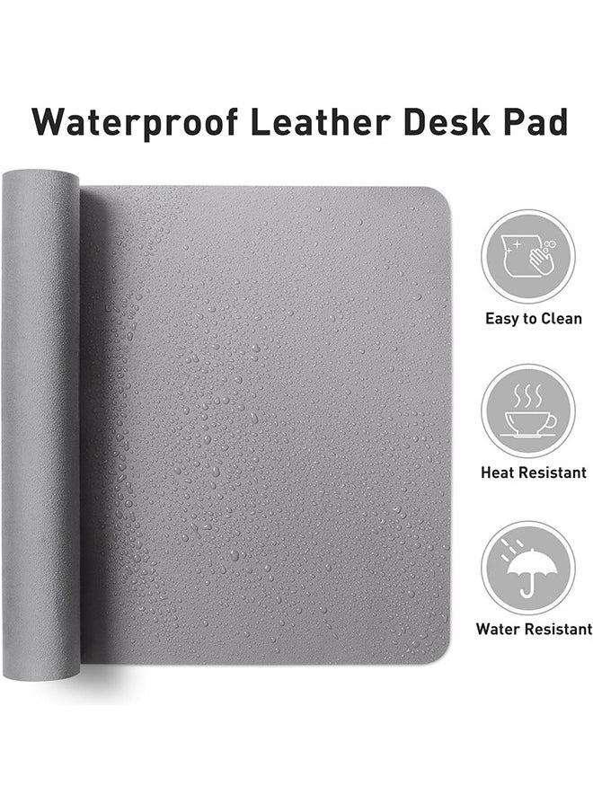 Leather Mouse Pad Faux Leather Desk Mat for Office, Waterproof and Stain-Proof Keyboard Pad, Simple Solid Color Computer Pad, Suitable for Office, Study Table or Dining Table, Easy to Clean, Multiple Colors,Grey,800mm*300mm