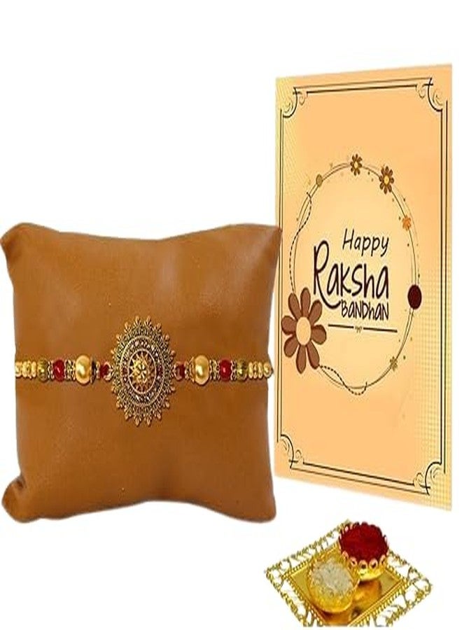 Avirons Set of Designer Rakhi with Rakshabandhan Greeting Card Combo Pack for Bhaiya/Brother/Bhai | Rakhi Gifts - Image 1