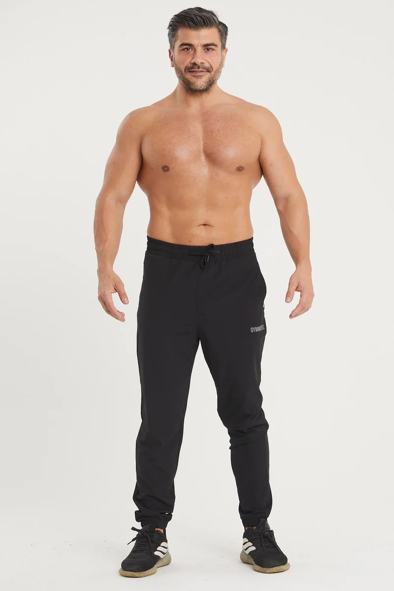 جيموولف Men's Sports Tracksuit | Black | Workout Pants | Energy Series