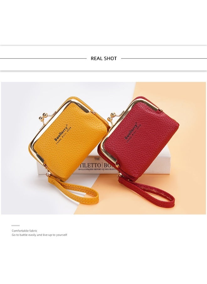 baellerry Women's Short Purse Korean Lychee Print Zipper Organ Card Bag Mini Bag for Women  - Image 2