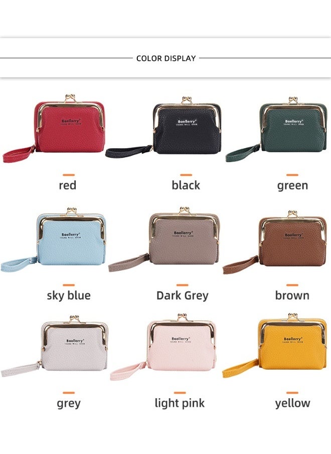 baellerry Women's Short Purse Korean Lychee Print Zipper Organ Card Bag Mini Bag for Women  - Image 3