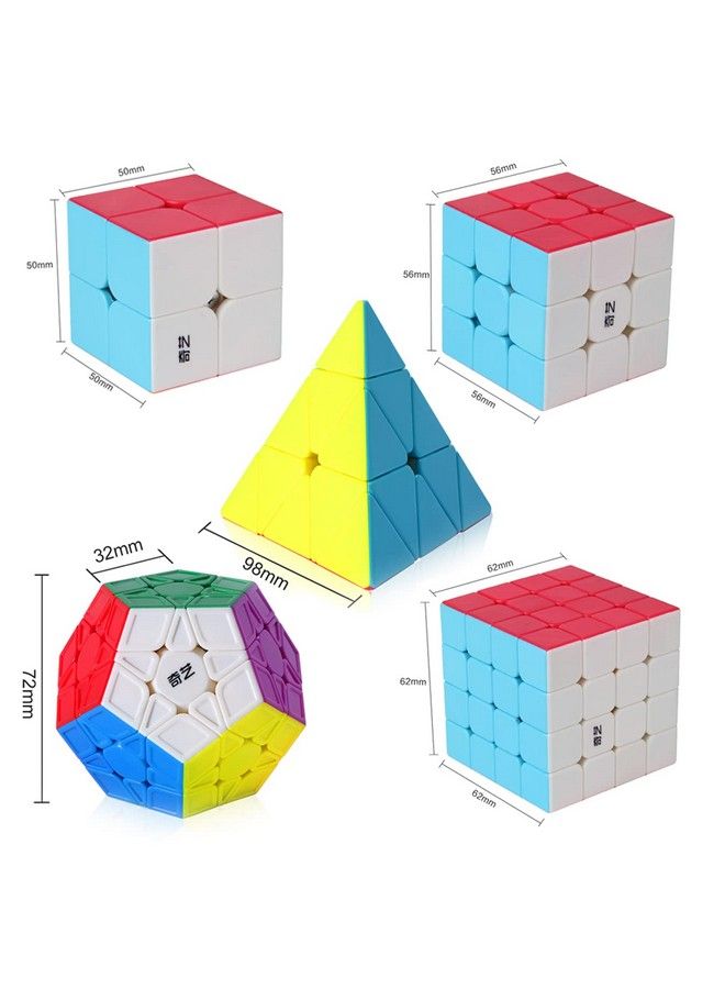 مجموعة مكعبات السرعة، حزمة مكعبات السرعة 2X2X2 3X3X3 4X4X4 ميغامينكس ومكعب الهرم مجموعة مكعبات سحرية سلسة للأطفال والبالغين [5 عبوات] - Image 3