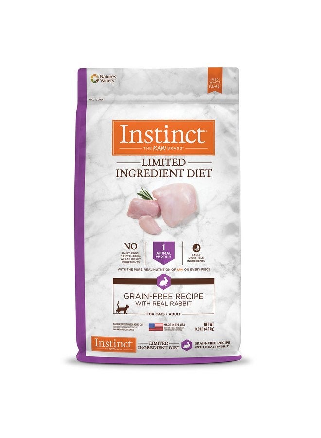 غريزة طعام القطط الجاف الطبيعي من Instinct Limited Ingredient Diet، وصفة خالية من الحبوب مع Real Rabbit، كيس 10 رطل - Image 1