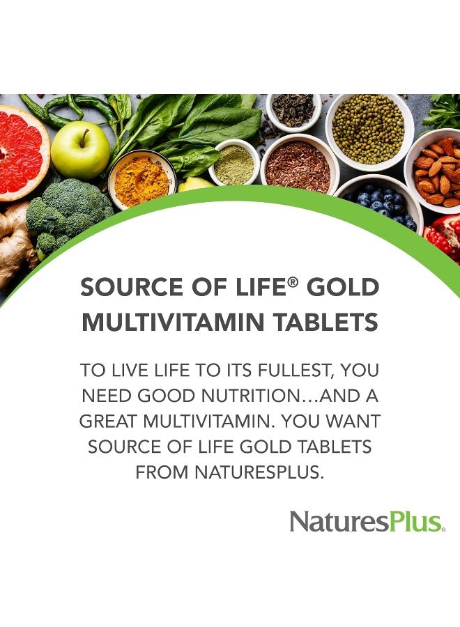 NaturesPlus Source Of Life Gold Multivitamin - 180 Tablets - Blood Support, Bone Support, Healthy Immune System - Includes Vitamins D3, B12, K2 & Over 120 Whole Food Nutrients - 60 Servings - Image 2