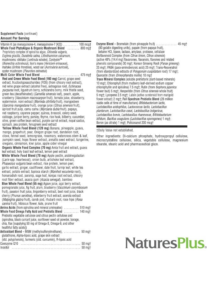 NaturesPlus Source Of Life Gold Multivitamin - 180 Tablets - Blood Support, Bone Support, Healthy Immune System - Includes Vitamins D3, B12, K2 & Over 120 Whole Food Nutrients - 60 Servings - Image 5