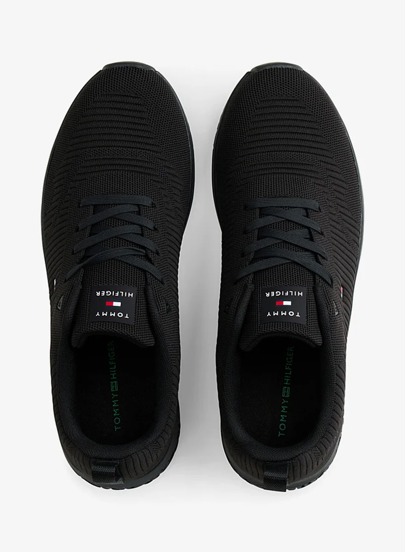 TOMMY HILFIGER black Signature Knitted Trainers for Men | Best Price UAE