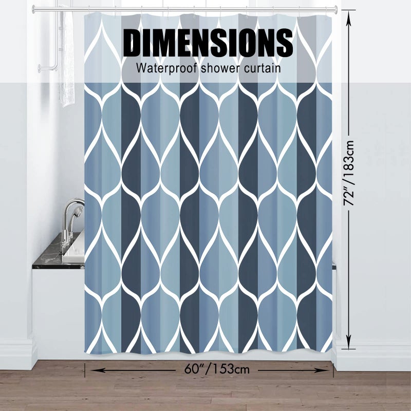 Gelbchu Aegean Blue Bath Shower Curtain W 60 x H 72 Waterproof Design and Polyester  Quick-Drying  Weighted Hem  Stall Size Shower Curtains Set for Bathroom  Machine Washable with 10 Hooks - Image 5