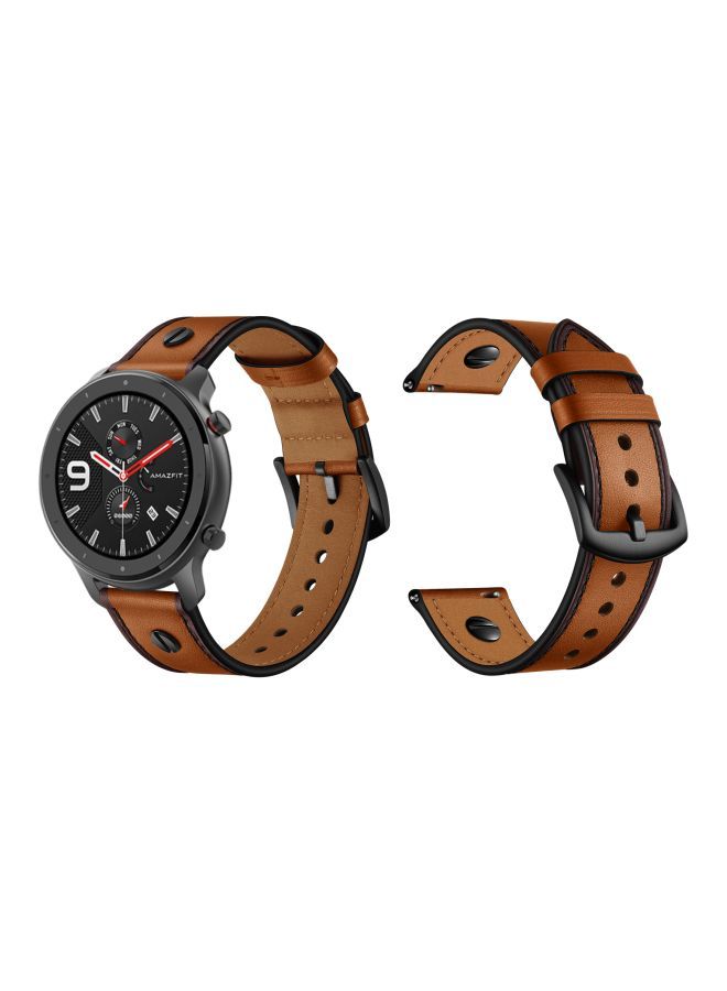 NIBEMINENT One Rivet Replacement Band For Amazfit GTR Smartwatch 47 mm Brown - Image 3