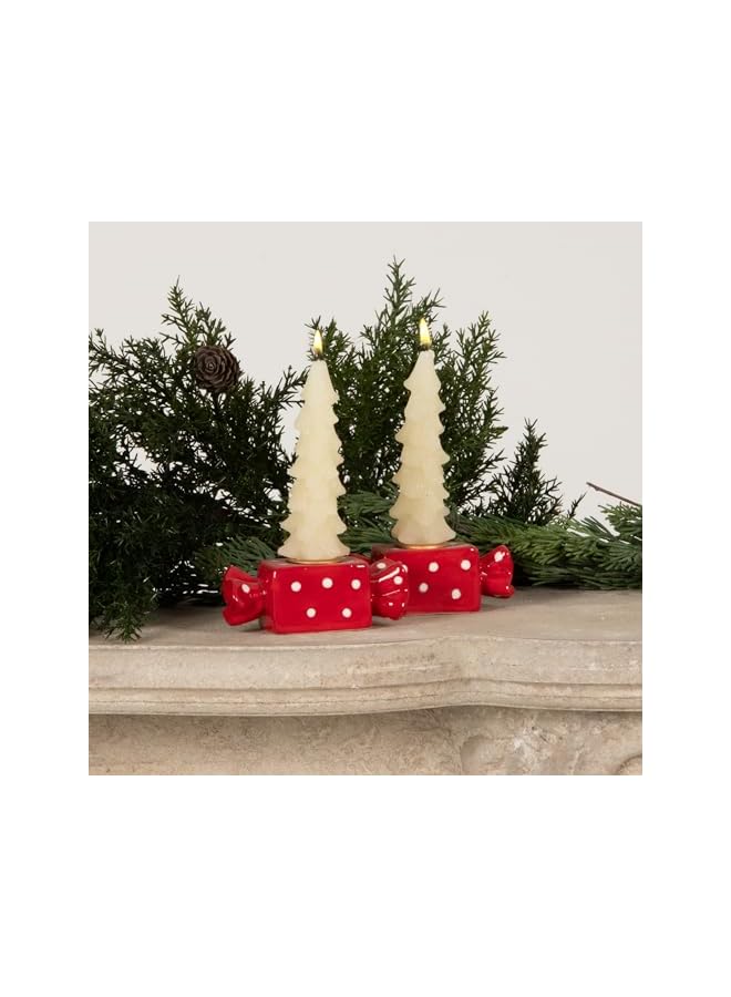 Green Tiger Unscented Tree Shaped Taper Candles, Eggnog, Boxed Set of 2 - Image 4