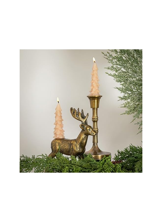 Green Tiger Unscented Tree Shaped Taper Candles, Eggnog, Boxed Set of 2 - Image 3