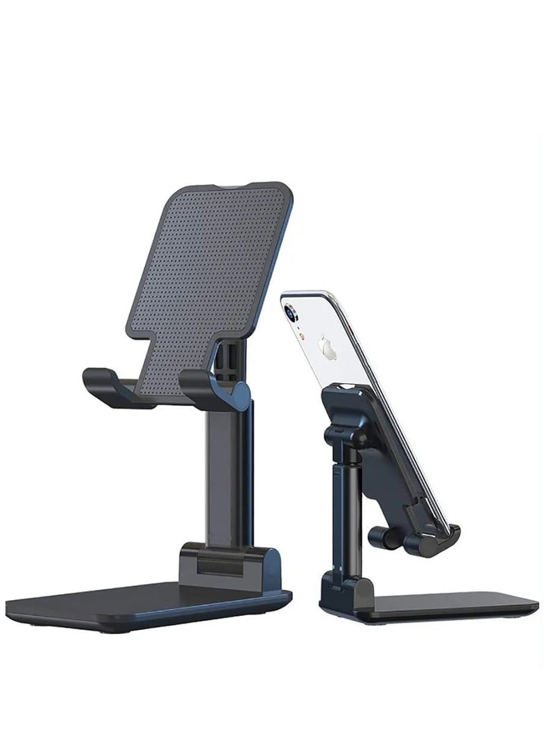 Adjustable Cell Phone Holder Foldable Cell Phone Holder for Desk, Desktop Stand, Universal Adjustable Tablet Holder Compatible with Phones/iPads/Tablets (Black) - Image 1