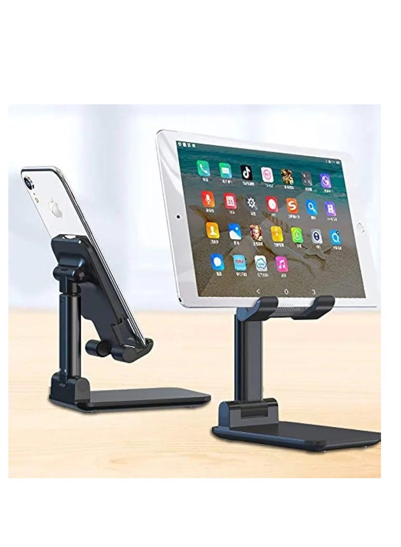 Adjustable Cell Phone Holder Foldable Cell Phone Holder for Desk, Desktop Stand, Universal Adjustable Tablet Holder Compatible with Phones/iPads/Tablets (Black) - Image 4