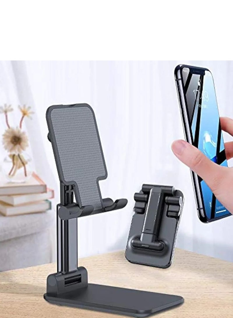 Adjustable Cell Phone Holder Foldable Cell Phone Holder for Desk, Desktop Stand, Universal Adjustable Tablet Holder Compatible with Phones/iPads/Tablets (Black) - Image 5