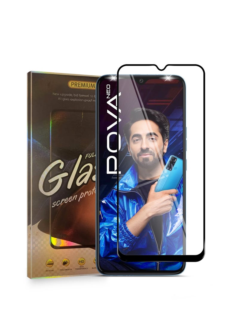 Techie 10D Full Cover 9H Hardness HD Tempered Glass Screen Protector for Tecno Pova Neo - Anti-Scratch, Anti-Fingerprint, and Bubbles Free Technology - Image 1
