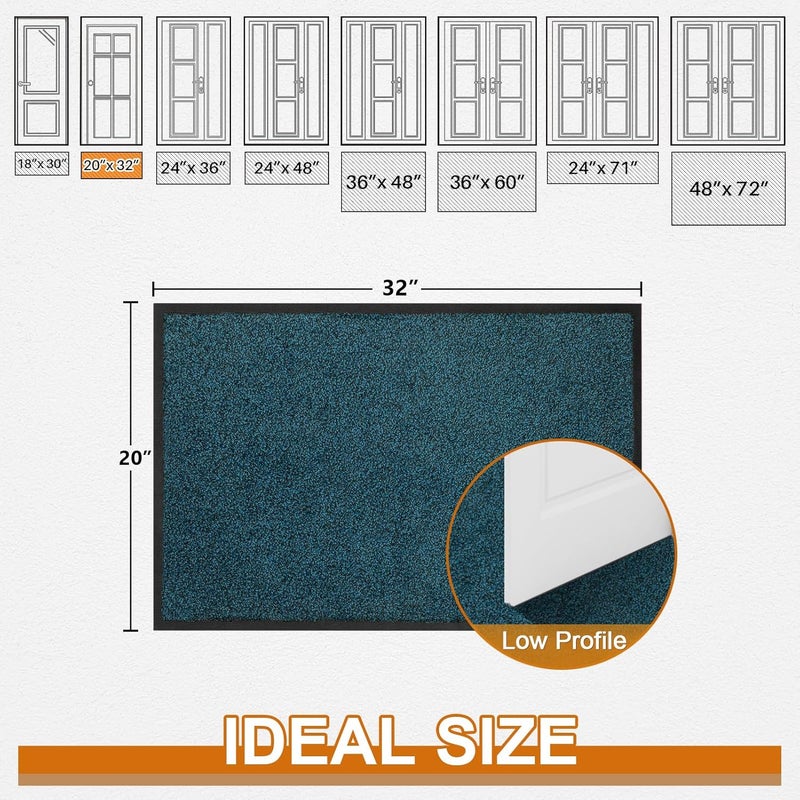 ميباو حصيرة باب ميباو لامتصاص الأوساخ للاستخدام الداخلي والخارجي، مقاس 32" x 20"، لون أزرق أسود، قابلة للغسيل، مانعة للانزلاق، مثالية للمداخل والأحذية، تتميز بقدرة عالية على امتصاص الأوساخ. - Image 2