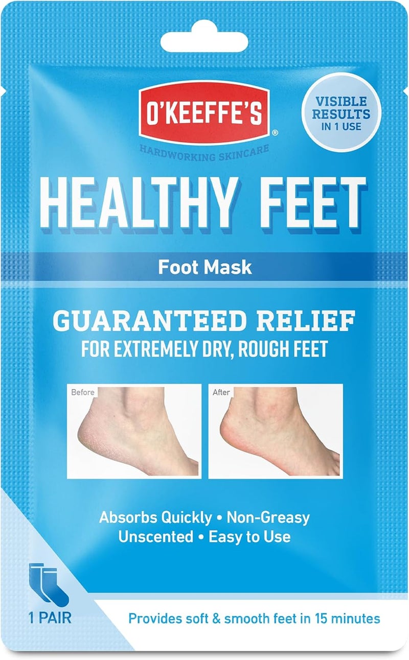 OKeeffes Healthy Feet Foot Mask Intensive Moisturising Sock Treatment for Extremely Dry Rough Feet Cracked Heels Visible Results in One Use